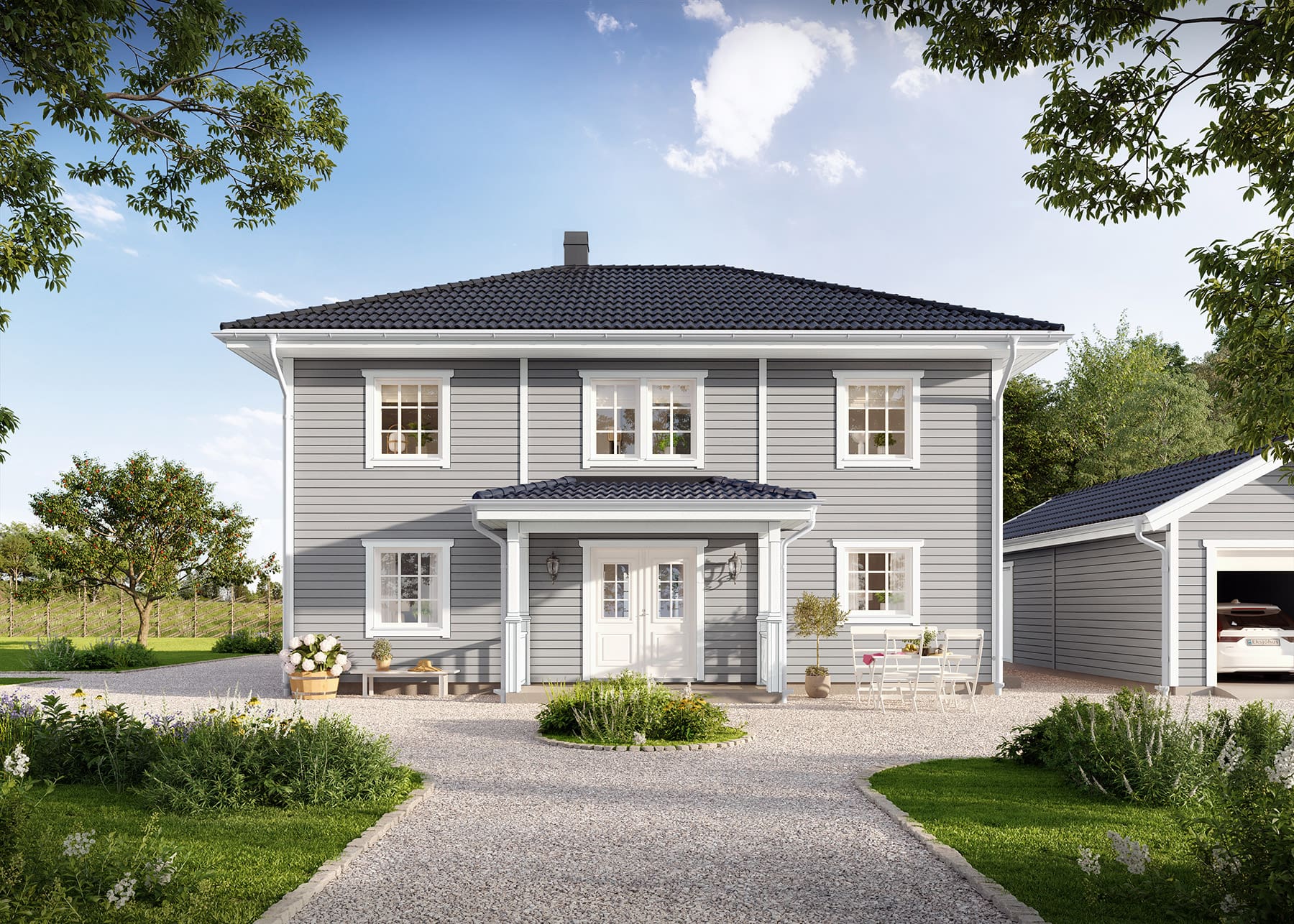 Eksjöhus Stjärnhem i klassisk stil, visningshus på Husknuten i Frölunda